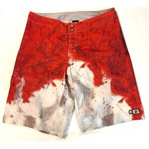 Hot Buttered Red and White Tie Dyed Board Shorts- XL
